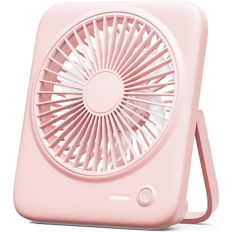 Przenośny wentylator biurkowy, mały wentylator osobisty, cichy, 4 prędkości, odpowiedni do podróży, biura, na biurko (różowy) 6,5 cala