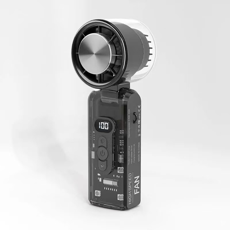 Przenośny wentylator, LED, akumulator, towarzysz podróży, idealny na plażę, 7,56 x 3,15 x 2,36 cala, czarny