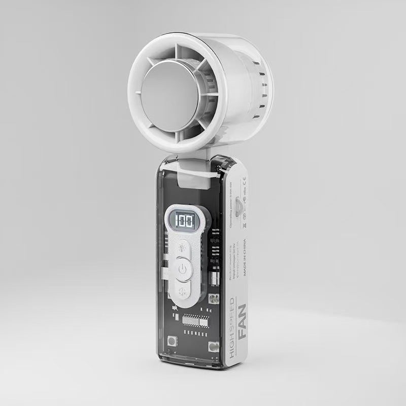 Przenośny wentylator, LED, akumulator, towarzysz podróży, idealny na plażę, 19,1 x 8 x 6 cm, biały