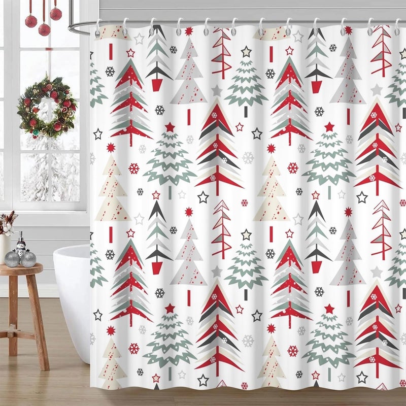 Zasłona prysznicowa anty-pleśniowa, zasłona prysznicowa 180x200 cm, świąteczna, wodoodporna, zmywalna, z tkaniny