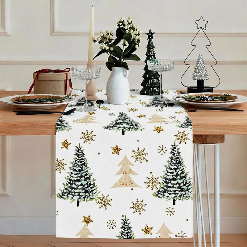 Bieżnik świąteczny, dekoracja świąteczna, dekoracja stołu świątecznego ze wzorem płatka śniegu, świąteczna dekoracja stołu jadalnego, idealna