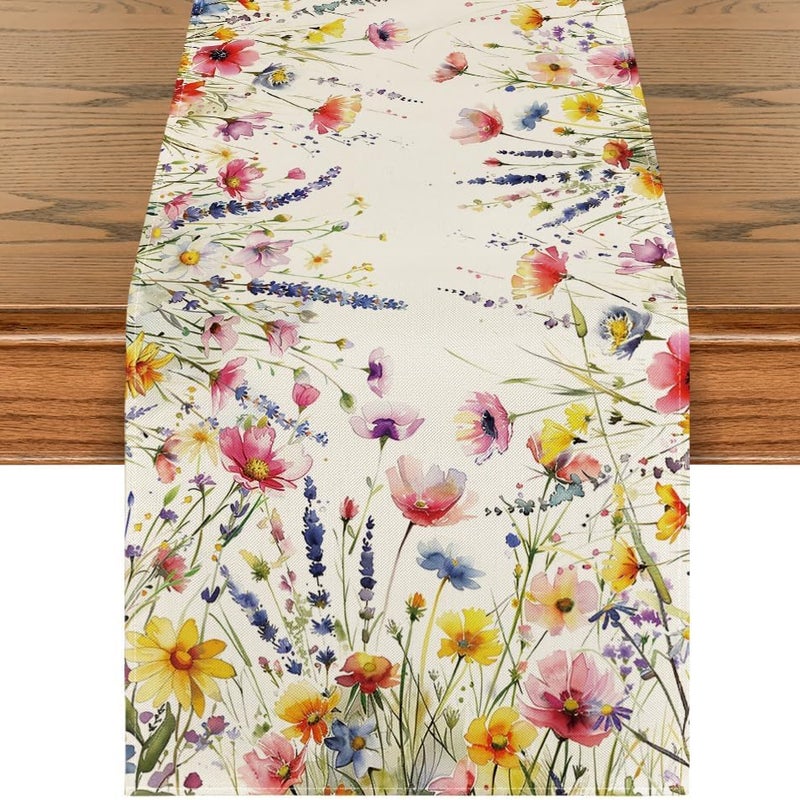 Nowoczesny, prostokątny bieżnik na stół – Zmywalna ozdoba letnia – Na święta, wesela, baby shower i posiłki – 33 x 183 cm