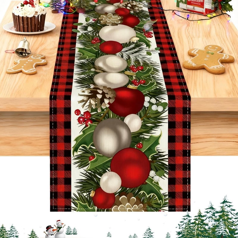Bieżnik świąteczny, 233 cm x 33 cm Prostokątny bieżnik świąteczny, Bieżnik do dekoracji stołu świątecznego, Jadalnia