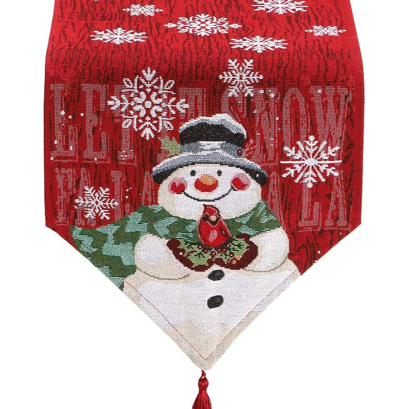 Bieżnik świąteczny, dekoracja stołu bożonarodzeniowego, obrus świąteczny, bawełniano-lniany bieżnik świąteczny, zmywalna dekoracja świąteczna na przy