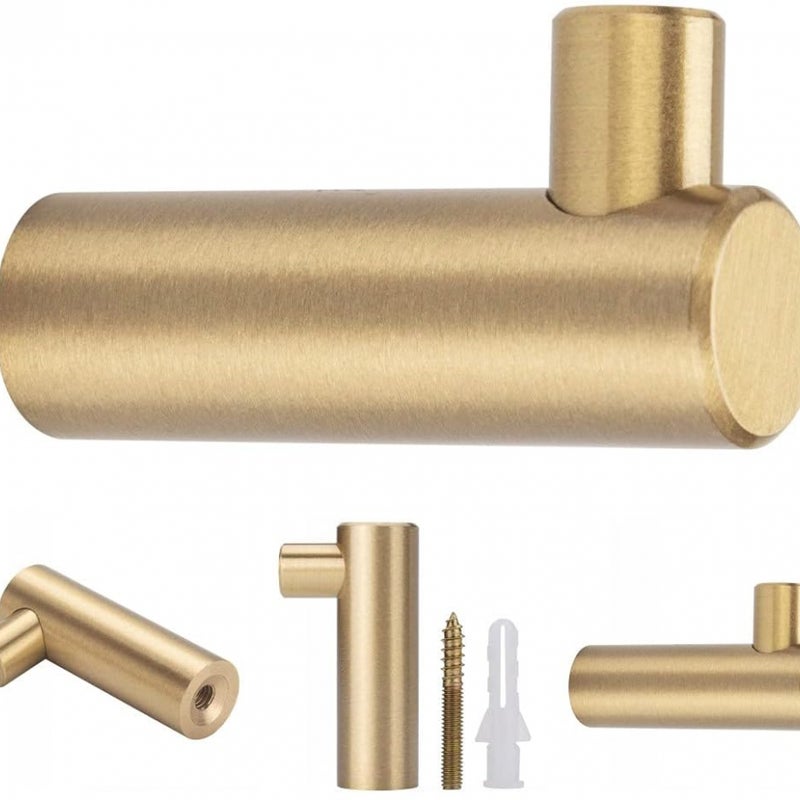 38mm x 12mm szczotkowany mosiężny wieszak ścienny, złoty wieszak na ręczniki do łazienki, wieszak na ubrania, reling na ręczniki (w kształcie litery