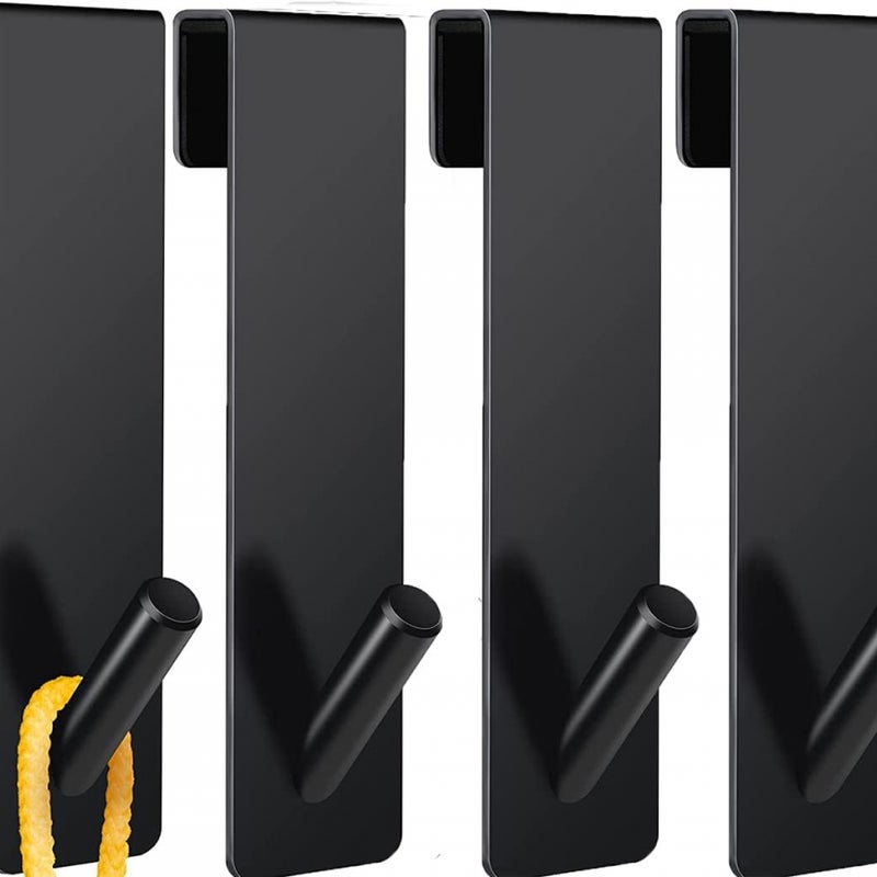 Czteroczęściowy czarny wieszak na drzwi prysznicowe, 7-calowy wieszak na ręczniki ze stali nierdzewnej do zawieszania haczyków prysznicowych, z