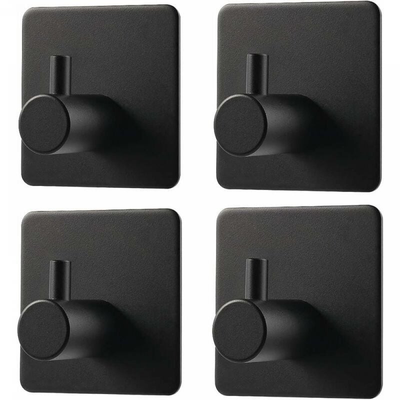 4 sztuki czarny haczyk samoprzylepny, wieszak ścienny na ręczniki ze stali nierdzewnej, haczyk łazienkowy, wodoodporny i olejoodporny, samoprzylepny