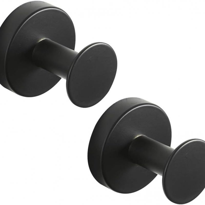 2 okrągłe czarne haki ze stali nierdzewnej, czarne lakierowane wieszaki ścienne na szlafroki, nowoczesny wieszak na ręczniki