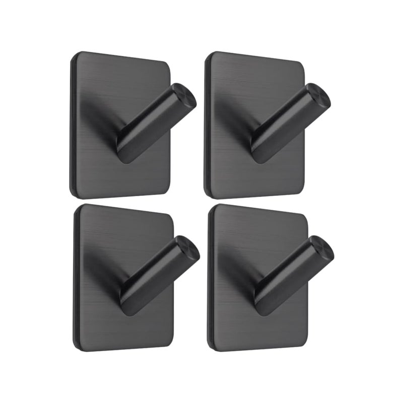 Wodoodporny samoprzylepny wieszak na ręczniki, samoprzylepny wieszak na ręczniki ze stali nierdzewnej, czarny uchwyt na ręczniki, opakowanie 4 sztuk