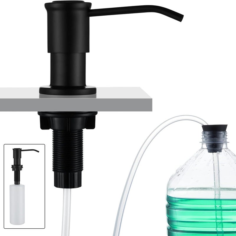 Dozownik mydła do zlewu z butelką 500 ml i zestawem przedłużającym 1,0 m, napełnianie od góry, czarny
