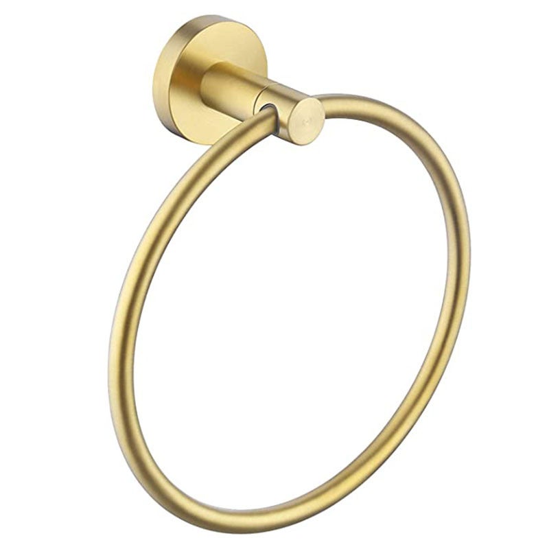 Wieszak na ręczniki w kolorze szczotkowanego złota (średnica 16 cm) nowoczesny wieszak ścienny ze stali nierdzewnej