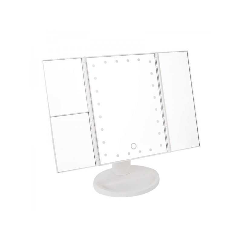 Lustro do makijażu LED Tri-Fold Hollywood - białe