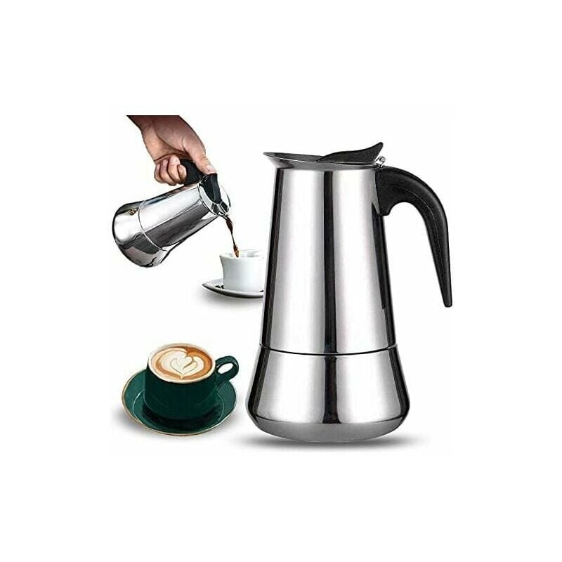 Moka Pot ze stali nierdzewnej 9-filiżankowy ekspres do kawy kompatybilny ze wszystkimi rodzajami ciepła 9 filiżanek