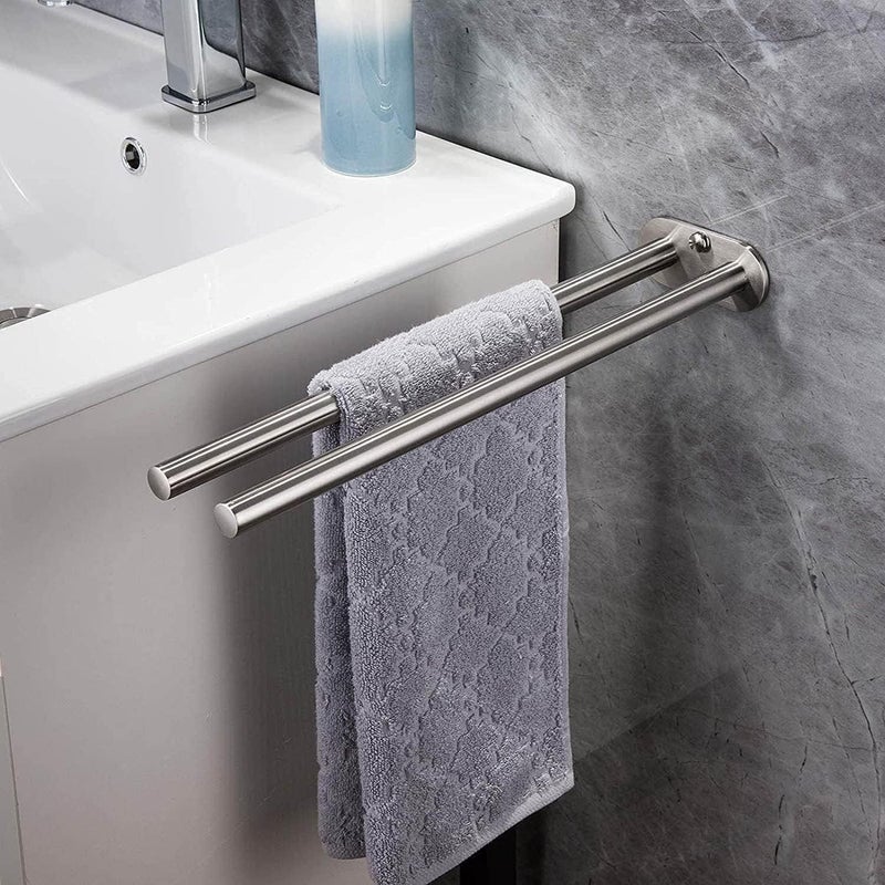 Wieszak na ręczniki ze stali nierdzewnej do łazienki, kuchni, ścienny wieszak na ręczniki, srebrny podwójny drążek