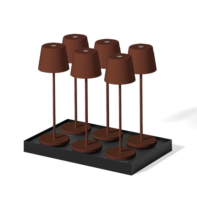 6 lamp stołowych KELLY rdzawi H38cm + podstawka ładowania