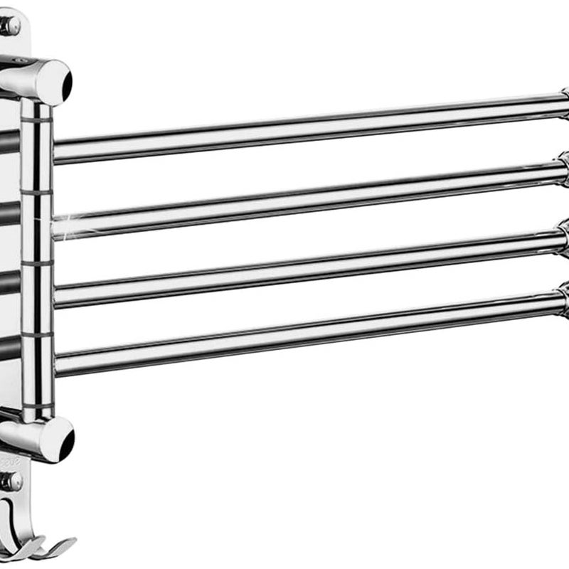 4-ramienny obrotowy wieszak na ręczniki ze stali nierdzewnej do montażu na ścianie z haczykami (srebrny)