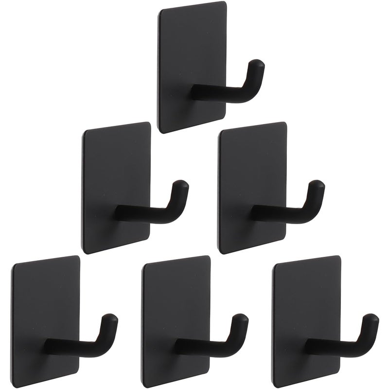 Wieszaki na ręczniki łazienkowe, 6 sztuk, wytrzymałe, samoprzylepne, nie wymagają wiercenia, stal nierdzewna 304 (matowa czerń)