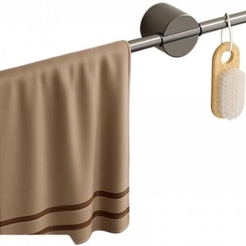 Wieszak na ręczniki łazienkowe bezuderzeniowy, stop aluminium, pojedynczy drążek (szary 40 cm)