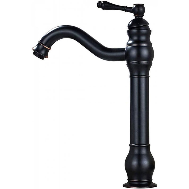 Bateria łazienkowa retro, obrotowa 360°, wysokość 30 cm, czarna.