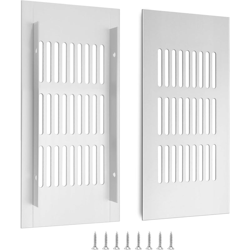 Kratka wentylacyjna aluminiowa prostokątna, ze śrubami, do wentylacji szaf i pomieszczeń, 15 x 8 cm, biała, 2 sztuki