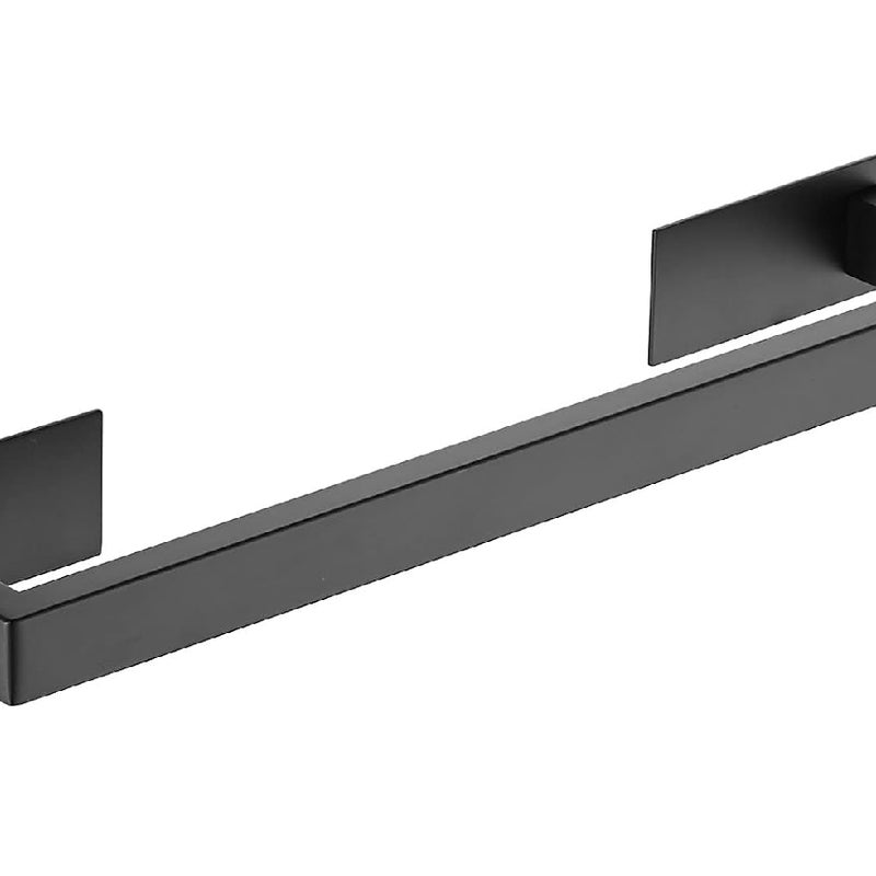 Samoprzylepny wieszak na ręczniki ze stali nierdzewnej, pojedynczy drążek, kwadratowy, czarny, 40 cm