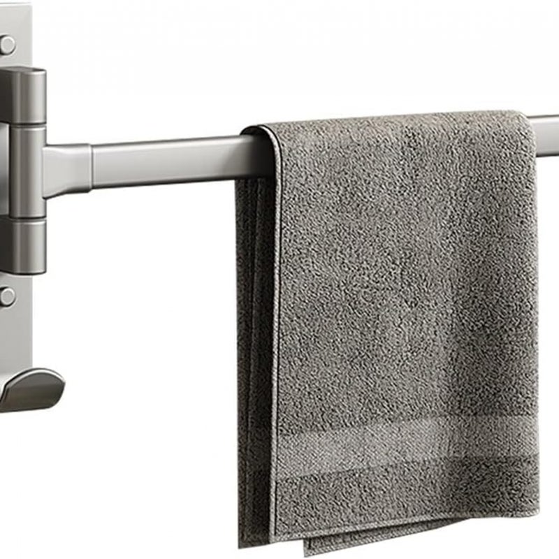 Wieszak ścienny obrotowy na ręczniki z haczykiem, obrót 180°, aluminium, szary (pojedyncze ramię)