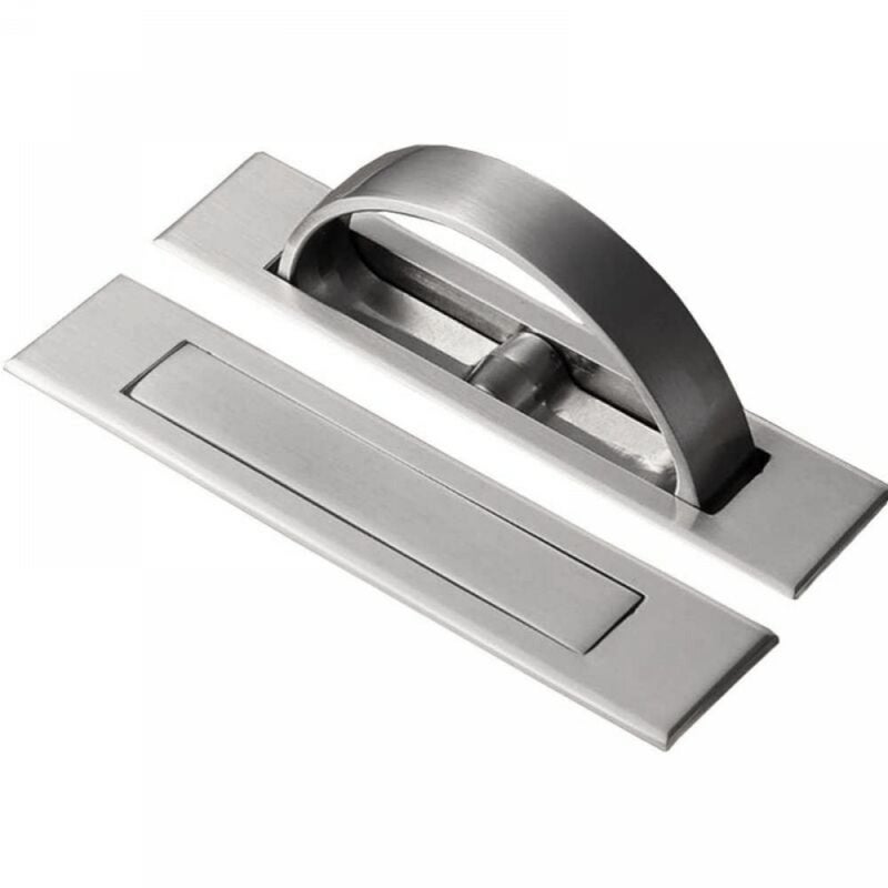Klamka do drzwi Tatami Flush Mount (zestaw 2 sztuk), ukryte uchwyty szuflad, uchwyty do szafek podłogowych, ze śrubami, szczotkowane srebro.