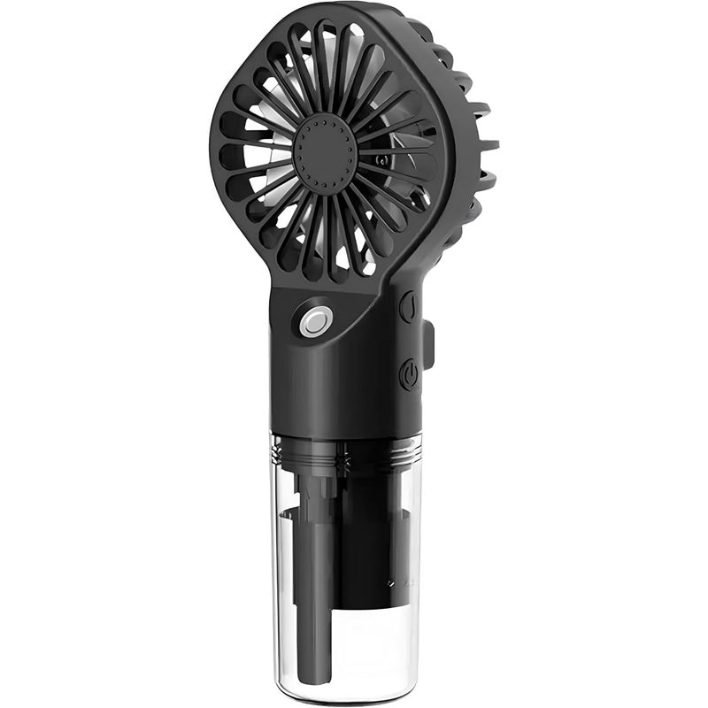 2 w 1 ręczny wentylator z wentylatorem mgiełkowym, mini wentylator z akumulatorem USB-C, 4 regulowane prędkości (czarny)