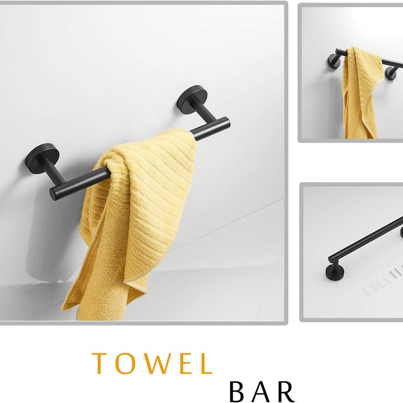 Zestaw akcesoriów łazienkowych 3-częściowy, drążek na ręczniki 30 cm, uchwyt na papier toaletowy, wieszak na ubrania, matowa czerń