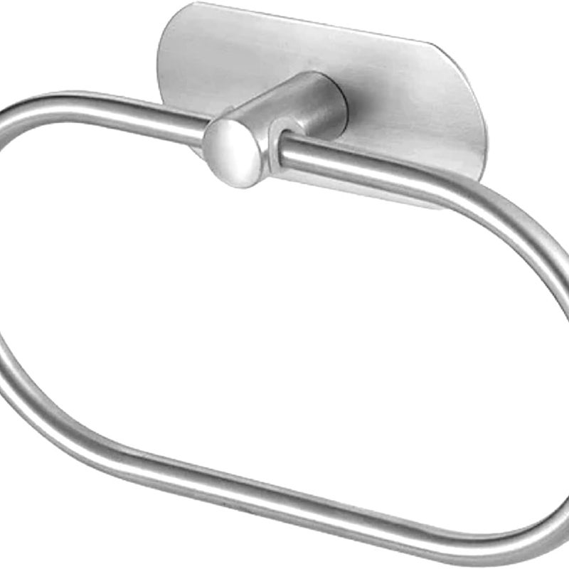 Owalny wieszak na ręczniki, bezotworowy, ścienny dodatek łazienkowy, stal nierdzewna, srebrny