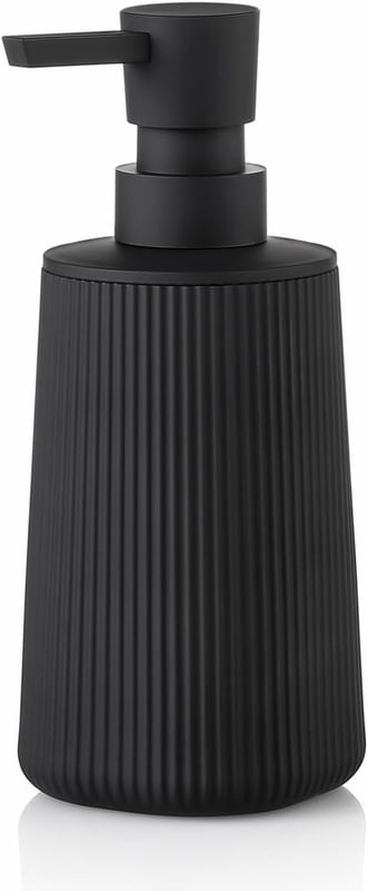 Dozownik do mydła w paski, mały dozownik do mydła, z pompką (1 sztuka, 250 ml, czarny)