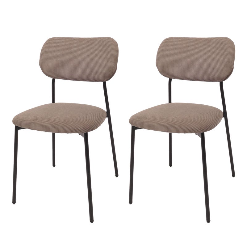 Zestaw 2 krzeseł do jadalni HWC-O26, krzesło kuchenne tapicerowane, sznurek (330g/m²) tkanina/tkanina metal ~ taupe