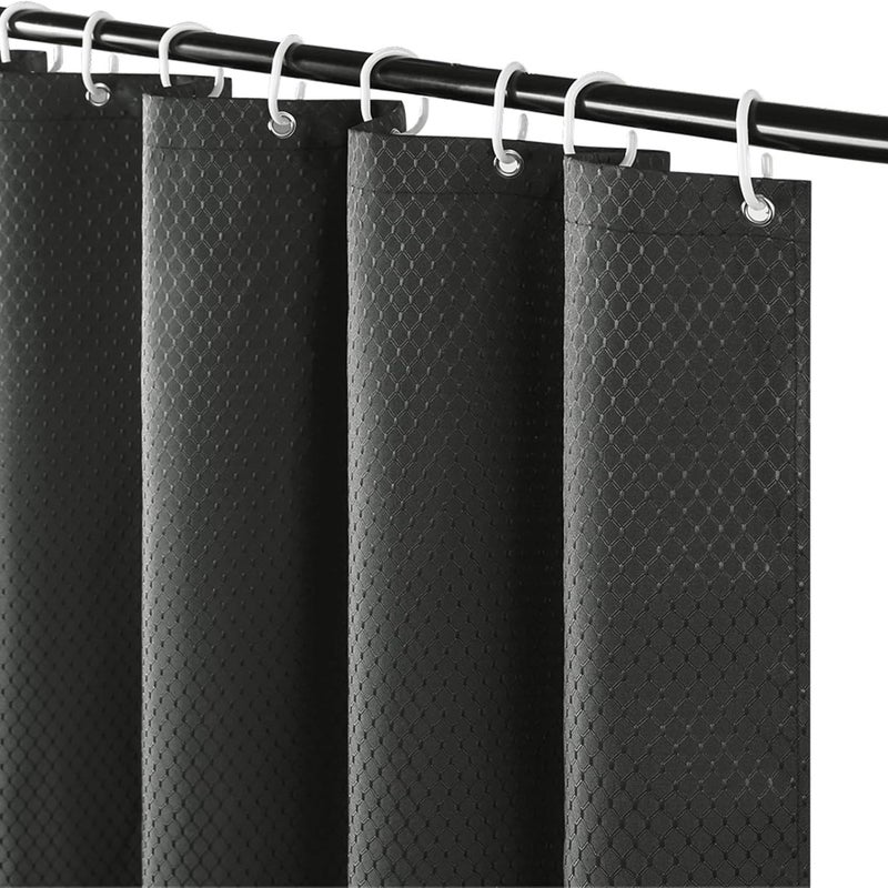 Zasłona prysznicowa Waffle Weave, tkanina wodoodporna, odpowiednia do wanny lub łazienki, 180 x 180 cm (ciemnoszara)