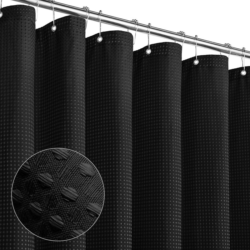 Zasłona prysznicowa z metalowym pierścieniem do wanny i prysznica, 180 x 180 cm (czarna)