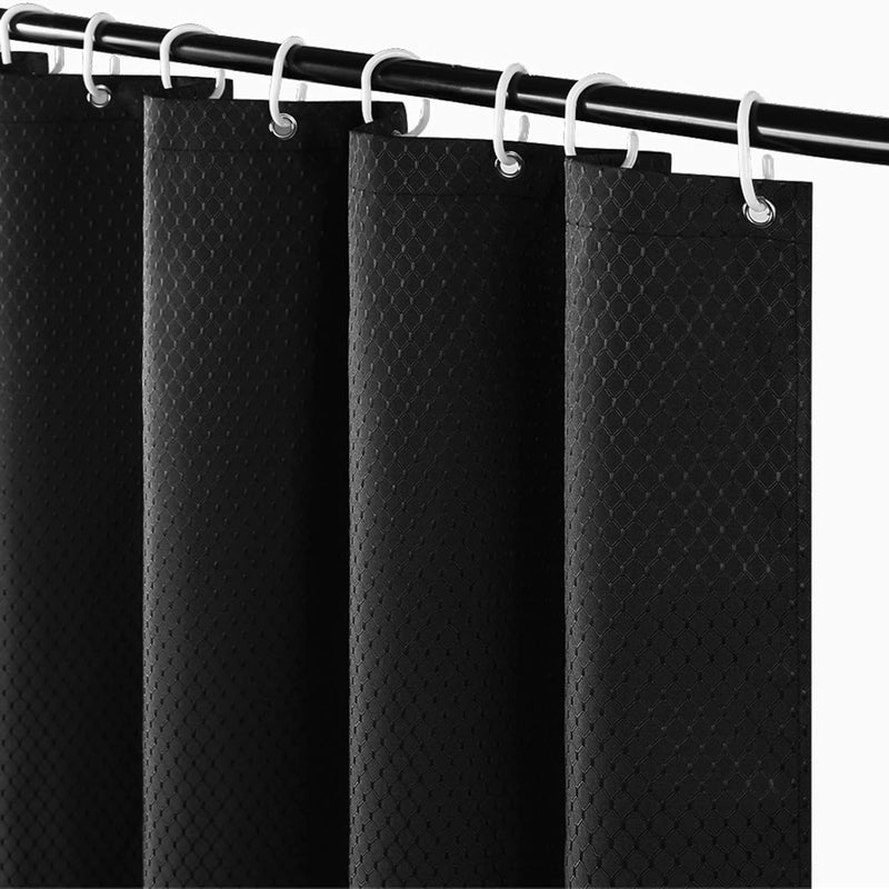 Zasłona prysznicowa Waffle, tkanina wodoodporna, odpowiednia do wanny lub łazienki, 180 x 180 cm (czarna)