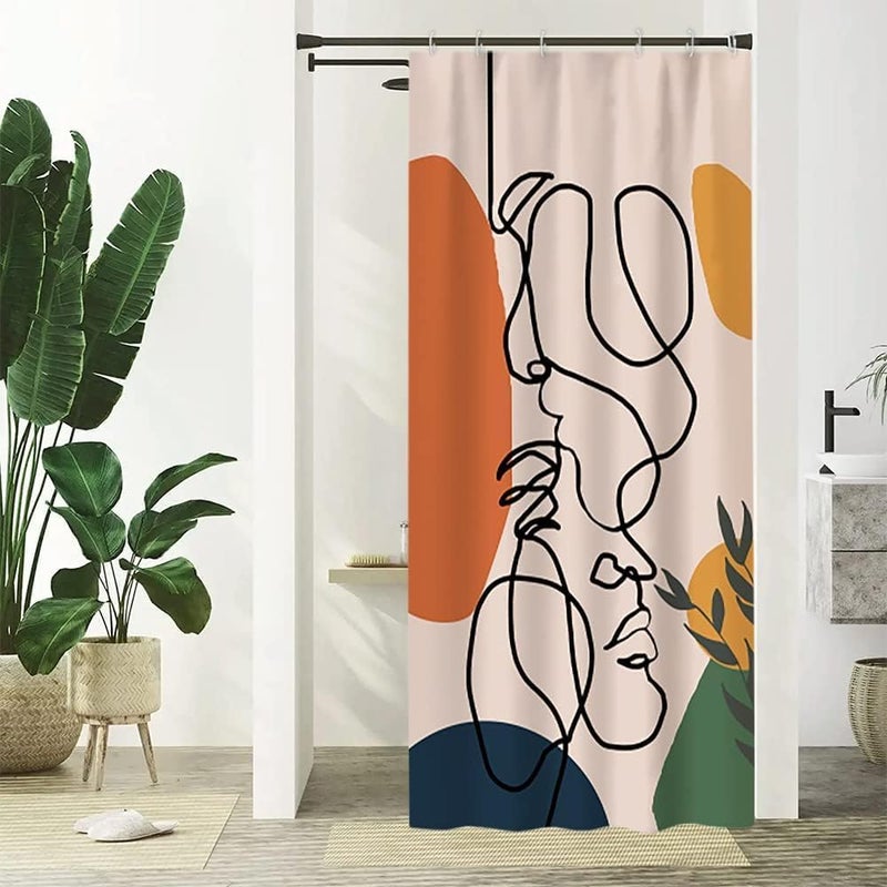 Abstrakcyjna zasłona prysznicowa, odporna na pleśń i wodoodporna, zmywalna, poliester, 90 x 180 cm