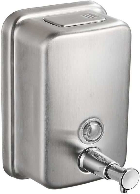 Dozownik mydła ze stali nierdzewnej montowany na ścianie do kuchni, biura, hotelu, restauracji lub domu, 500 ml, szczotkowane srebro