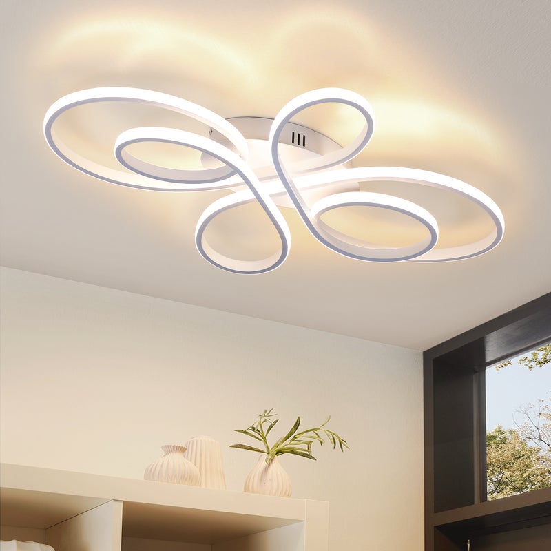 NETTLIFE Lampa sufitowa LED do salonu, lampa sufitowa: 30W, 40cm, lampa kuchenna, lampa sufitowa, biała, 3000K