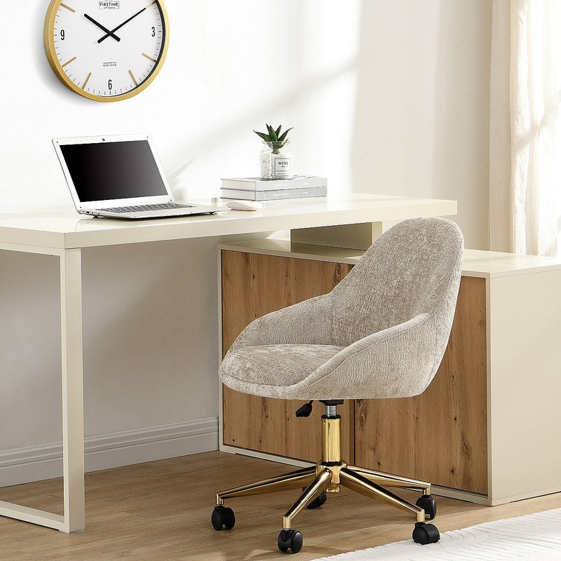 VENTE-UNIQUE Biurko narożne z miejscem do przechowywania - MDF - Beżowy i naturalny - LONAMI