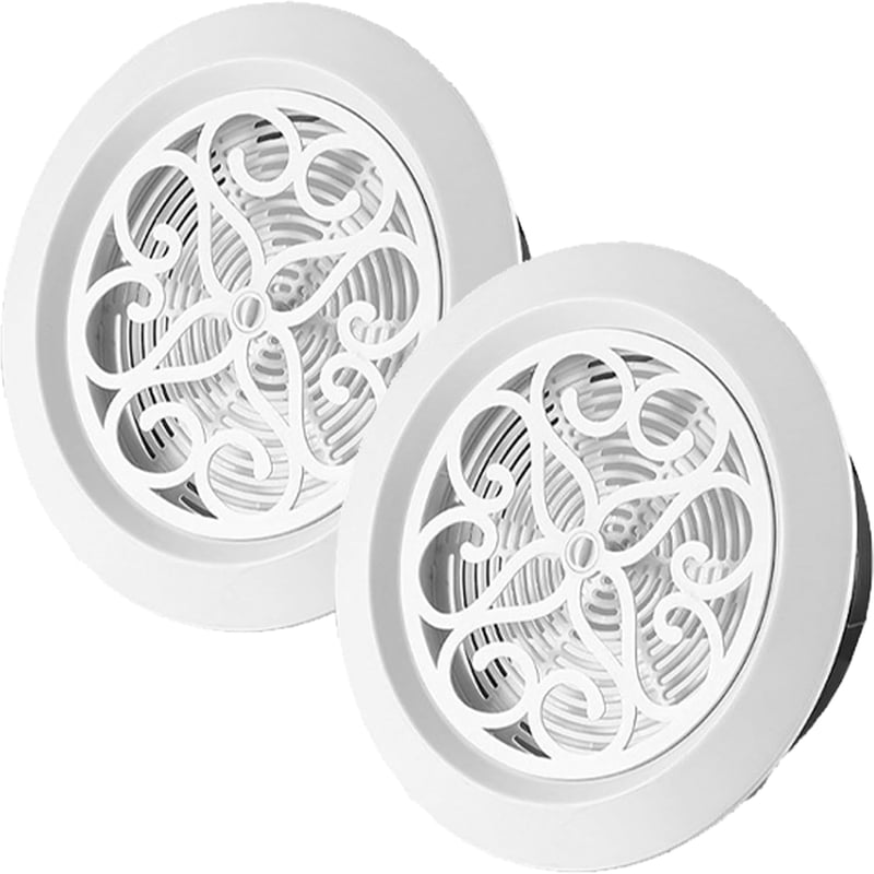 Dekoracyjna dwuczęściowa kratka wentylacyjna okrągła z wbudowaną siatką - regulowany wylot ścienny i sufitowy - 150 mm