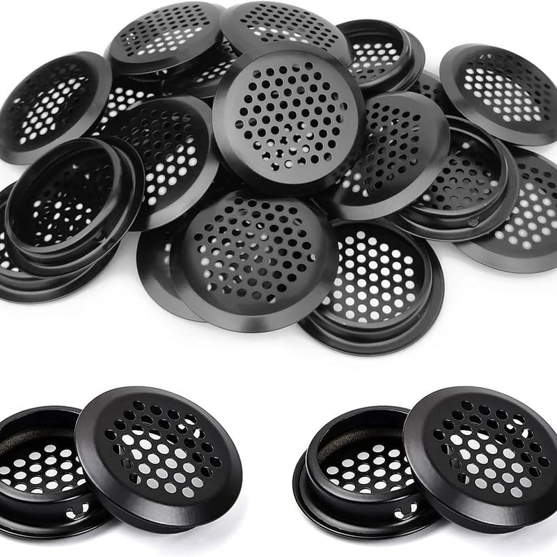 30 szt. czarnych okrągłych kratek wentylacyjnych, kratki wentylacyjne, kratki wentylacyjne ze stali nierdzewnej, otwory wentylacyjne