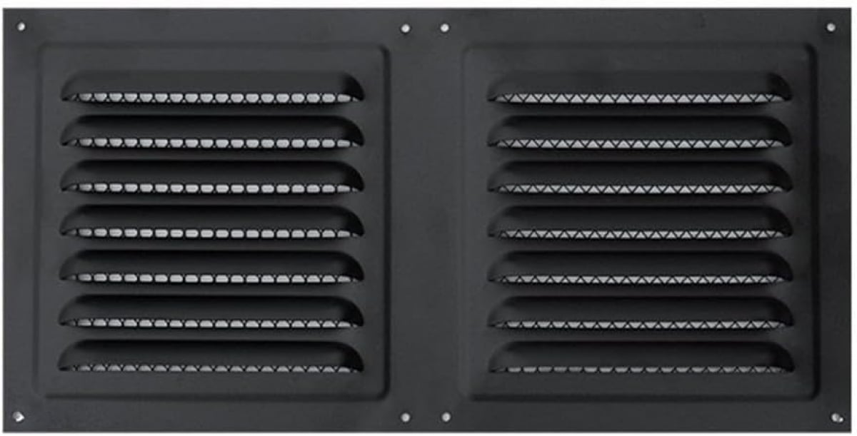 Kratka wentylacyjna ze stali nierdzewnej – kratka wentylacyjna z żaluzjami, wentylacja, ochrona przed owadami – 30 x 15 cm – czarna