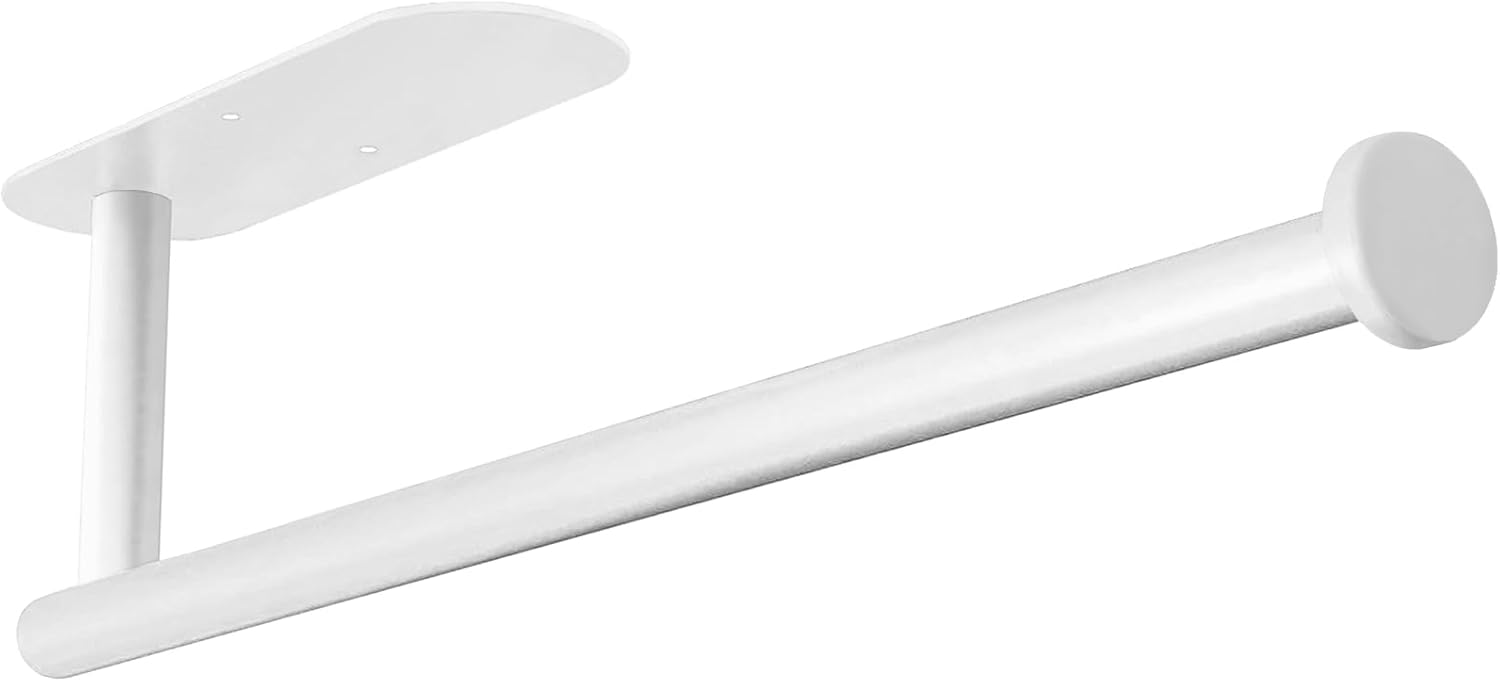 Samoprzylepny uchwyt na ręczniki papierowe, ścienny uchwyt na ręczniki papierowe, uchwyt na ręczniki papierowe w rolce, stal nierdzewna, biały