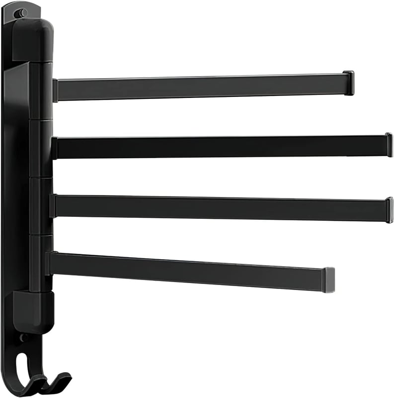 Samoprzylepny wieszak na ręczniki bez wiercenia, ze stali nierdzewnej, obrotowy o 180° wieszak na ręczniki z 4 ramionami obrotowymi, odpowiedni do ła