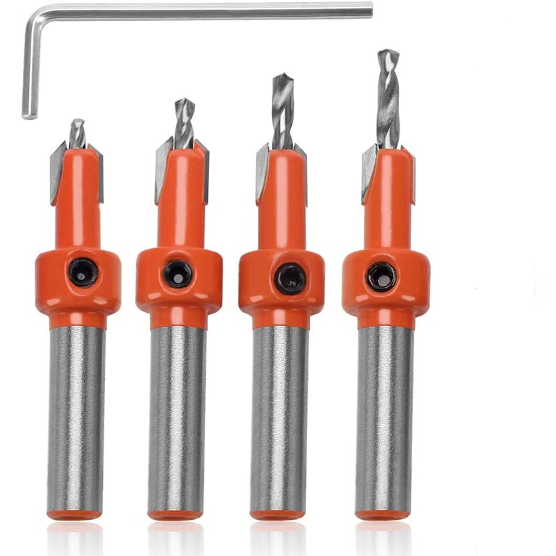 Zestaw wierteł stożkowych do obróbki drewna 8 mm, wiertło stożkowe z kluczem imbusowym i śrubami