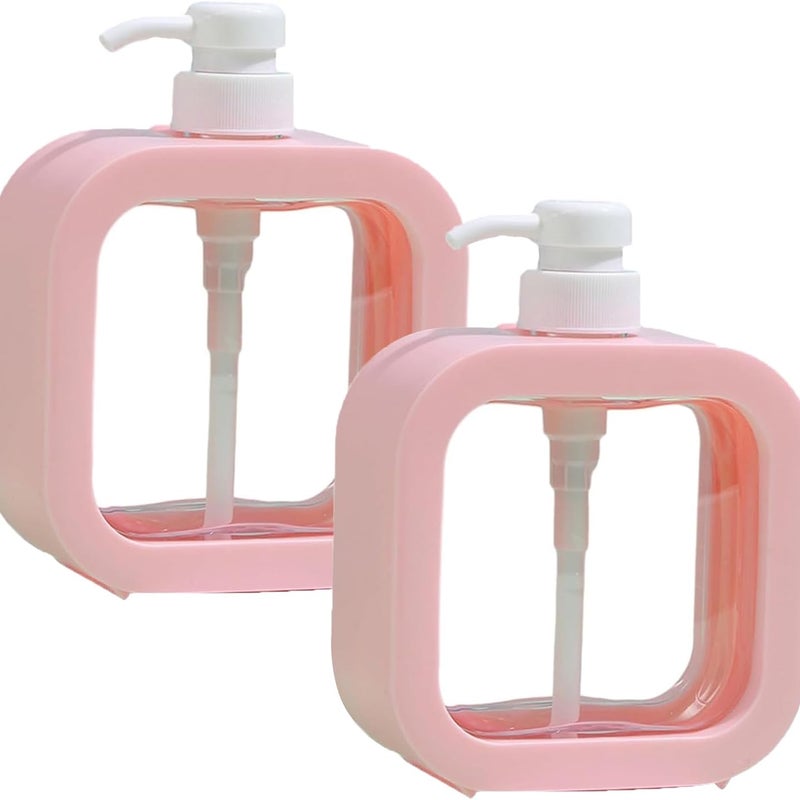 Dozownik mydła, 2-częściowy dozownik żelu pod prysznic, dozownik szamponu i żelu pod prysznic 300 ml (różowy)