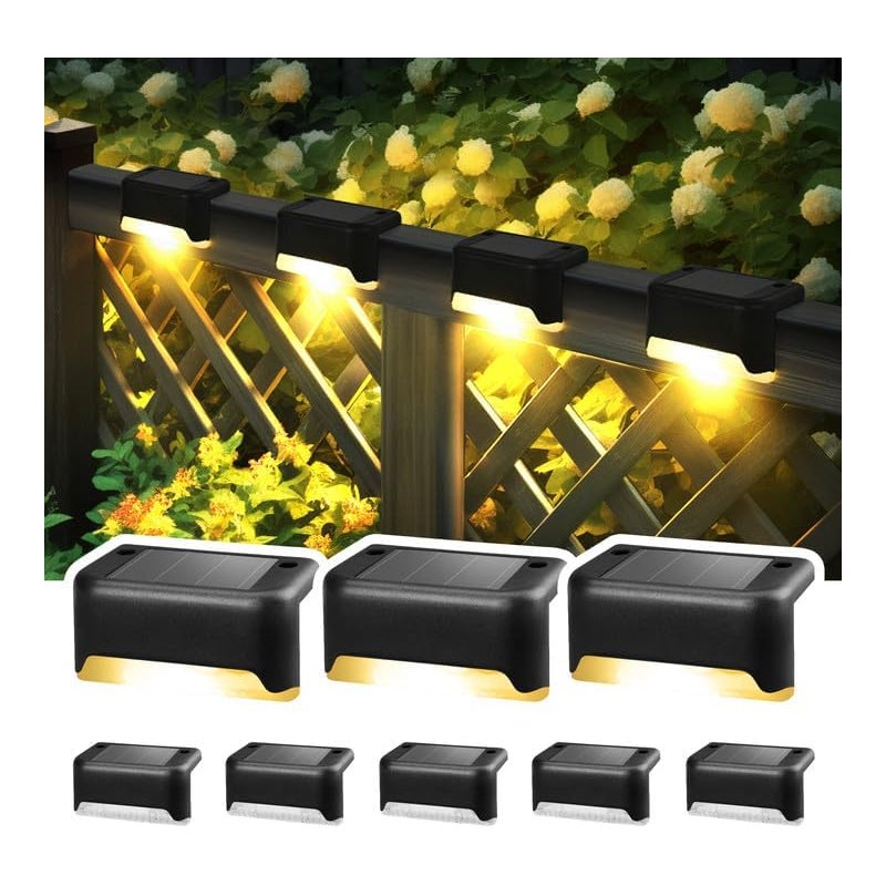 Lampa solarna, wodoodporna lampa solarna na schody, lampa ogrodowa, wodoodporna (ciepłe białe światło), 8 szt./zestaw