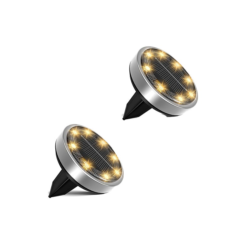 Lampa solarna, lampa gruntowa LED, oświetlenie ogrodowe, 8 diod LED, wodoodporna, [ciepłe białe światło], opakowanie 2 szt.