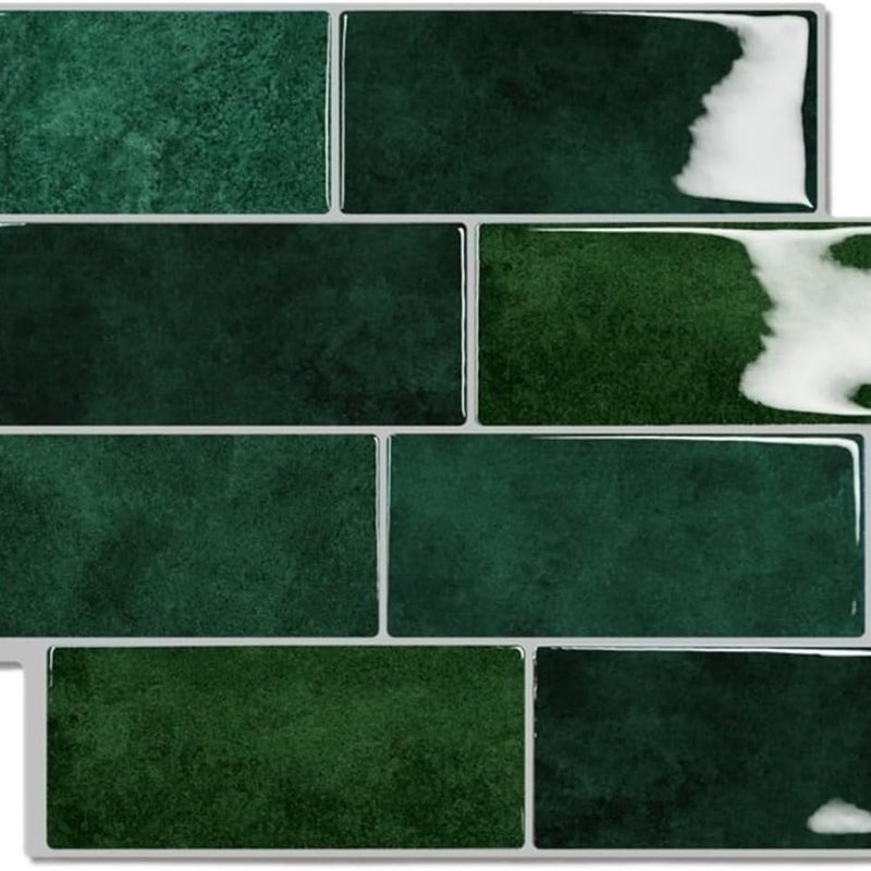 Naklejki 3D na płytki, wodoodporne naklejki ścienne, wielofunkcyjne, 10 arkuszy (zielone)