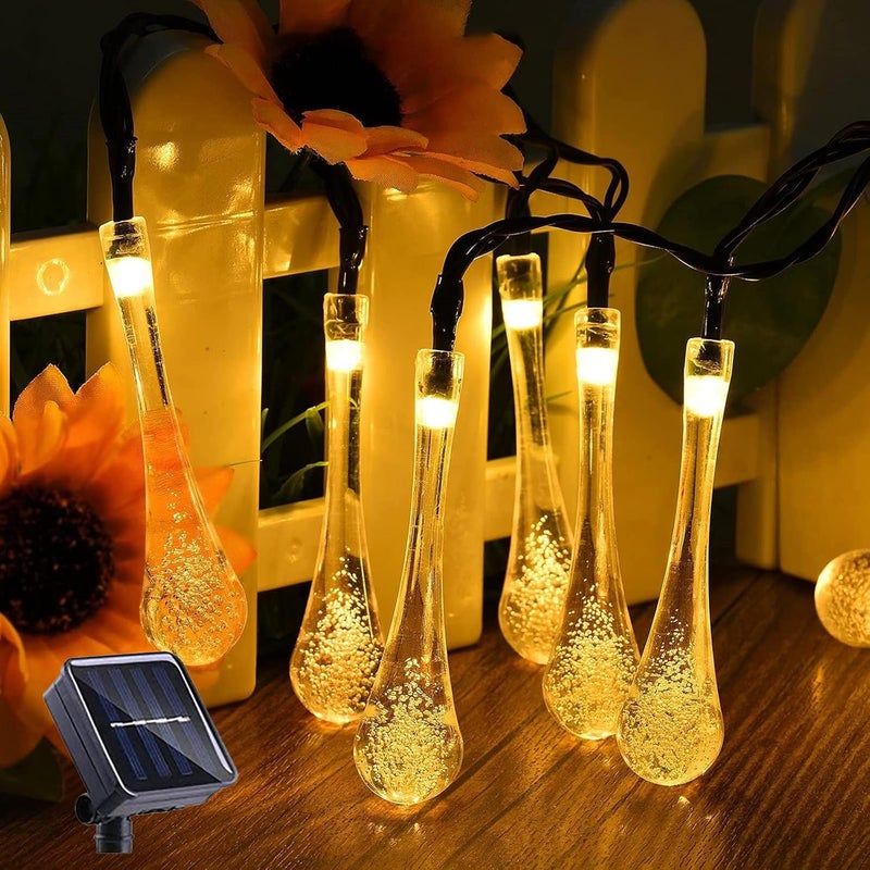 5m 20 diod LED Solarne lampki ogrodowe, wodoodporne, dekoracja na imprezę świąteczną (ciepła biel)